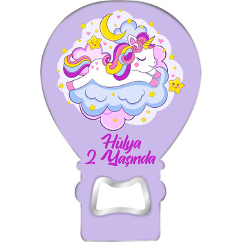 Lila Bulutlarda Uyuyan Unicorn Temalı Balon Magnet Açacak