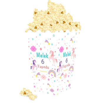 Lila ile Pembe Unicorn Temalı Popcorn Kutusu