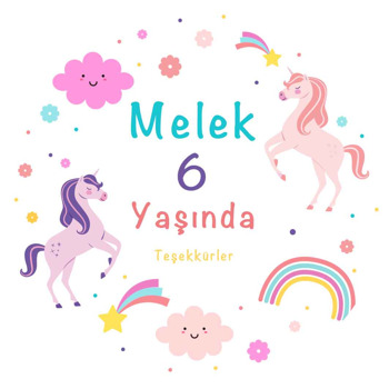 Lila ile Pembe Unicorn Temalı Sticker