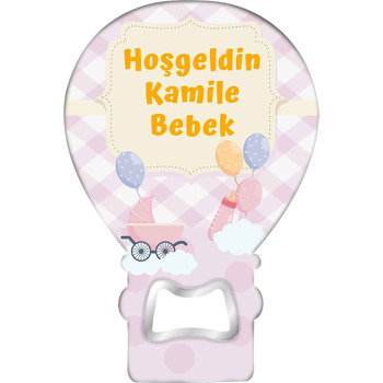 Lila Kareli Fonda Bebek Beşiği Temalı Balon Magnet Açacak