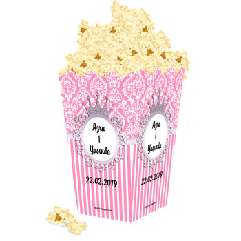 Lila Taç Damask Temalı Popcorn Kutusu