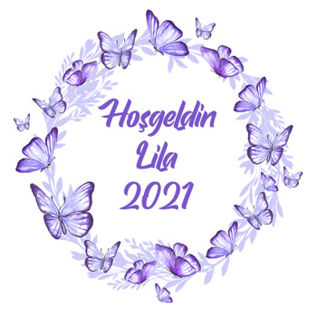 Lila Yapraklar ile Kelebekler Temalı Sticker