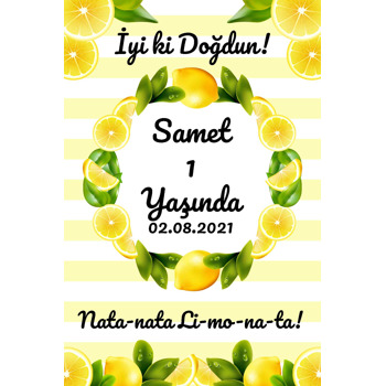 Limon Çerçeve ile Çizgili Fon Temalı Doğum Günü Afiş