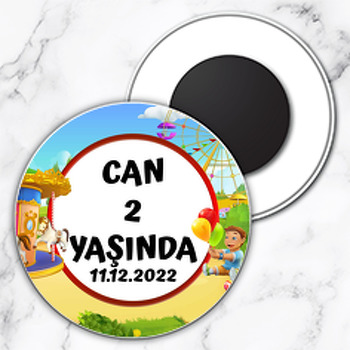 Lunapark Temalı Daire Plastik Magnet