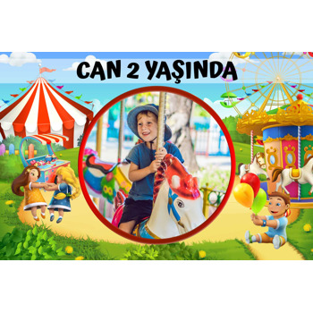 Lunapark Temalı Doğum Günü Plastik Magnet