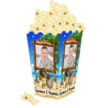 Madagaskar Temalı Popcorn Kutusu