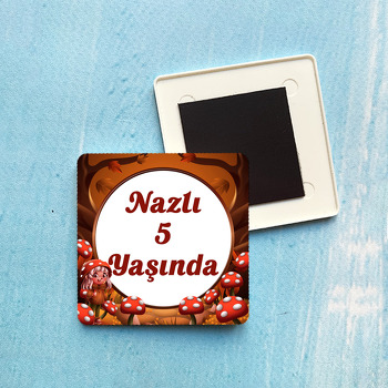 Mantar Kız Temalı Plastik Kare Hediyelik Magnet