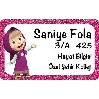 Maşa Simli Fon Temalı Defter Etiketi