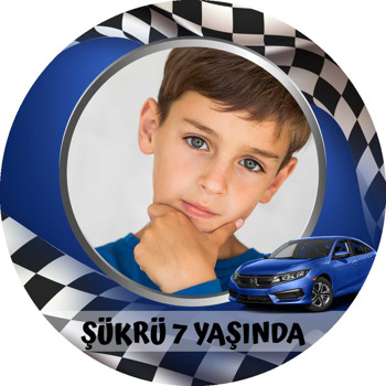 Mavi Araba ile Yarış Bayrağı Temalı Sticker