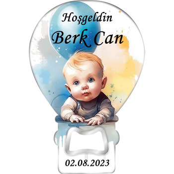 Mavi Balonlu Bebek ile Suluboya Fon Temalı Balon Magnet Açacak