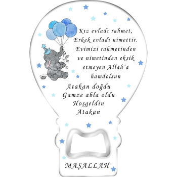 Mavi Balonlu Fil ile Yıldızlar Temalı Balon Magnet Açacak