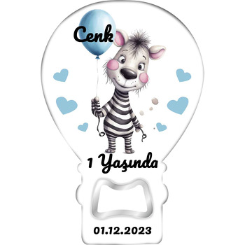 Mavi Balonlu Zebra Temalı Balon Magnet Açacak