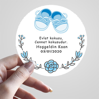 Mavi Bebek Ayakkabı Temalı Hoşgeldin Bebek Sticker