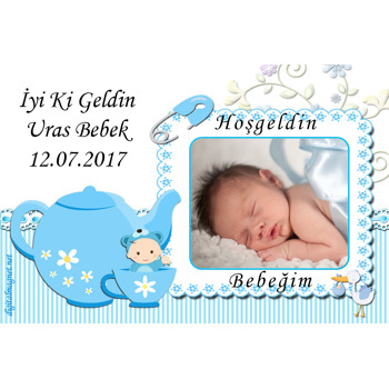 Mavi Bebek Temalı Hoşgeldin Bebek Plastik Magnet