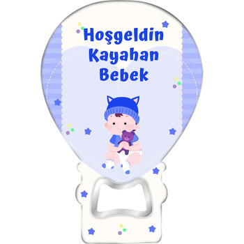 Mavi Bereli Bebek Temalı Balon Magnet Açacak