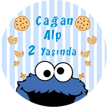 Mavi Beyaz Kurabiye Canavarı Temalı Sticker