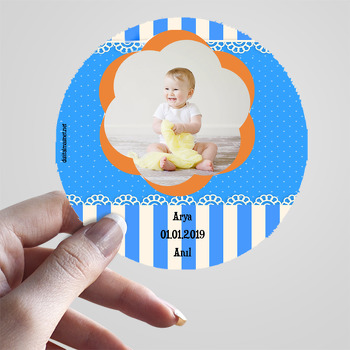 Mavi Beyaz Puantiyel Temalı Bebek Sticker