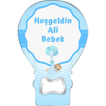 Mavi Bohçalı Bebek ile Puantiye Fon Temalı Balon Magnet Açacak