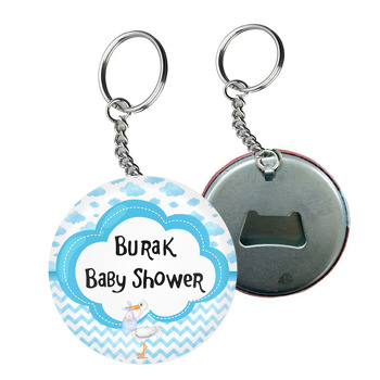 Mavi Bulut Baby Shower Temalı Arkası Açacak Anahtarlık