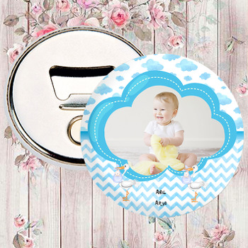 Mavi Bulut Baby Shower Temalı Fotoğraflı Magnet Açacak