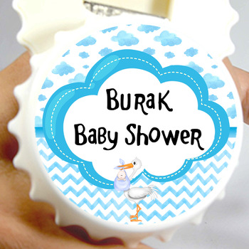 Mavi Bulut Baby Shower Temalı Kapak Şekilli Magnet Açacak