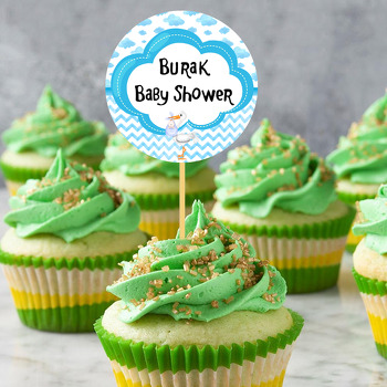 Mavi Bulut Baby Shower Temalı Kürdan Süs