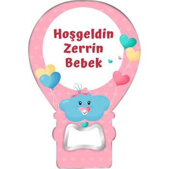 Mavi Bulut Bebek ile Pembe Fon Temalı Balon Magnet Açacak