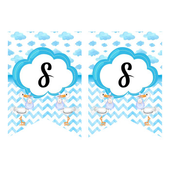 Mavi Bulut Temalı Baby Shower Flama Banner