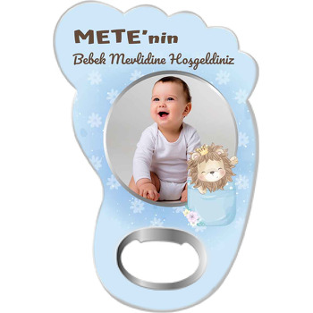 Mavi Cepte Aslan Temalı Ayak İzi Magnet Açacak