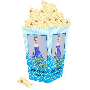 Mavi Çiçek Temalı Popcorn Kutusu