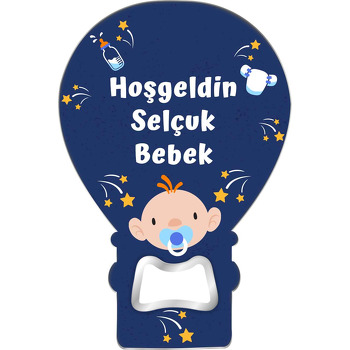 Mavi Emzikli Bebek ile Lacivert Fon Temalı Balon Magnet Açacak