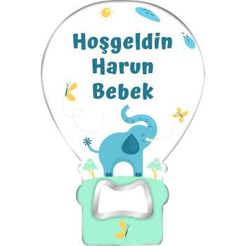 Mavi Fil ile Sarı Kelebekler Temalı Balon Magnet Açacak