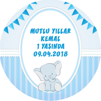 Mavi Fil Temalı Sticker