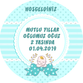 Mavi Fiyonklu Bebek Temalı Sticker