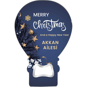 Mavi Fonda Merry Christmas Temalı Balon Magnet Açacak