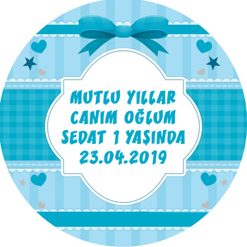 Mavi Kalp Ve Yıldız Temalı Sticker