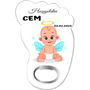 Mavi Kanatlı Bebek Temalı Ayak İzi Magnet Açacak