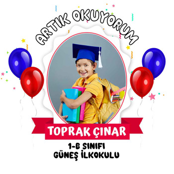 Mavi Kırmızı Balonlar ile Artık Okuyorum Temalı Sticker