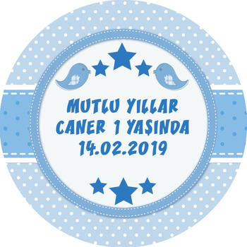 Mavi Kuşlar Ve Yıldızlar Temalı Sticker