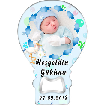 Mavi Leylek Çerçeveli Temalı Balon Magnet Açacak