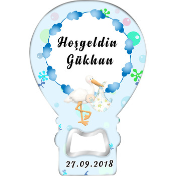 Mavi Leylek Çerçeveli Temalı Balon Magnet Açacak