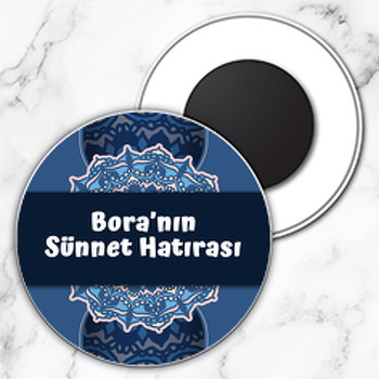 Mavi Mandala Temalı Daire Plastik Magnet