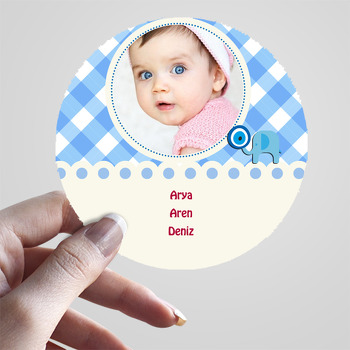 Mavi Miniş Fil Temalı Bebek Sticker