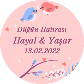 Mavi Pembe Kumrular Pembe Dallar Temalı Sticker