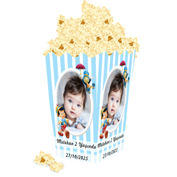 Mavi Pinokyo Temalı Popcorn Kutusu