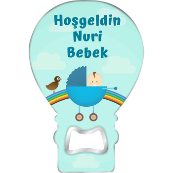 Mavi Pusetli Bebek ile Gökkuşağı Temalı Balon Magnet Açacak