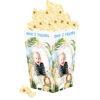 Mavi Safari Temalı Popcorn Kutusu