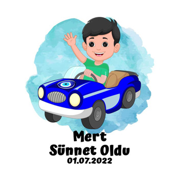 Mavi Sünnet Arabası Temalı Sticker