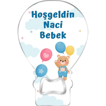 Mavi Tulumlu Ayıcık Temalı Balon Magnet Açacak