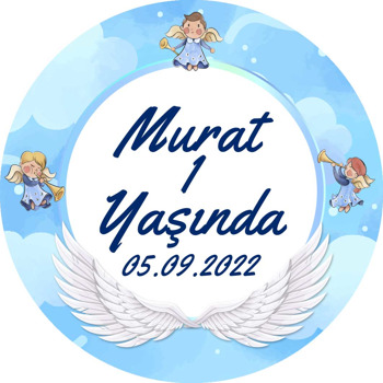 Melek Kanatlı Mavi Temalı Sticker